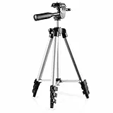 Mantona Travel I Stativ - 350 x 90 x 90 mm/max. Traglast 0,5 kg - aus Aluminium - mit Wasserwaage Mittelspinne - Reisestativ Travelstativ passend für Kameras