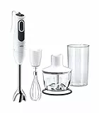Braun Stabmixer MultiQuick 3 MQ 3135 WH Sauce – Elektrischer Stabmixer mit 11 Geschwindigkeiten plus Turbo-Stufe & Edelstahl-Mixfuß, 3-teiliges Zubehör-Set, 750 Watt, weiß/grau
