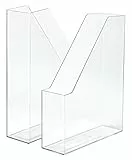 HAN Stehsammler i-LINE – 2 STÜCK, eleganter, moderner High-End Stehsammler für Hefte, Zeitschriften und Mappen bis Format DIN A4/C4, transparent-glasklar, 16501-23