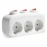 ZOBMIO 3-Fach Steckdosenleiste mit einzeln Schalter, 16A/250V 3680W Steckdosenadapter mit Mehrfachstecker für Steckdosen - Mehrfachsteckdose mit Kindersicherung für Küche, Büro oder Heim, Weiß