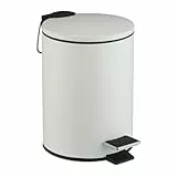 Relaxdays Kosmetikeimer, 3 Liter, Absenkautomatik, entnehmbarer Inneneimer, Metall, Bad Mülleimer mit Deckel, weiß