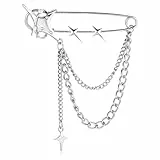 Mabor Stern Brosche Damen Modische Broschen & Anstecknadeln Quasten Sicherheitsnadel mit Kette für Kleidung der Punk Hip-Hop und Vintage Serie(Männer und Frauen)