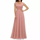 Abendkleider Lang Elegant Für Hochzeit Chiffon Spitzen Brautjungfernkleider Ballkleider Damen Lang Mit Ärmel Hohe Taille Evening Dress Plus Size Kleid Hochzeitsgast Damen Prom Dress Long Puffy