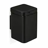 Relaxdays Kosmetikeimer Wandmontage, 6 Liter, Absenkautomatik, Inneneimer, Metall, eckiger Badezimmer Mülleimer, schwarz