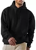 Elegancity Hoodie Herren Kapuzenpullover Langarm Pullover Einfarbig Sweatshirts Basic Sweat Hoodie Baumwolle Winter Casual Schwarz L