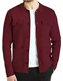 Atforna Strickjacken Herren Pullover Cardigan Gestrickt Jacke Sweatjacke Langarm Strickpullover Lässig Strick Mantel mit Knöpfe und Taschen für Herbst und Winter Weinrot XXL