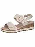CAPRICE Damen Sandalen mit Absatz aus Leder mit Fußbett, Beige (Snow Nubuc), 38 EU
