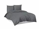 Mixibaby Bettwäsche Bettgarnitur Bettbezug Baumwolle 135x200 155x220 200x200 200x220, Größe:200 x 200 cm, Design Bettwäsche:Anthrazit Uni