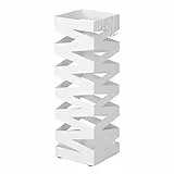 SONGMICS Regenschirmständer aus Metall, Schirmständer, quadratisch, 4 Haken und eine herausnehmbare Wasserauffangschale, 15,5 x 15,5 x 49 cm, weiß LUC16W