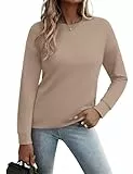 Gyabnw Damen Sweatshirt Rundhals Langarm mit Taschen Einfarbig Casual Pullover Frühling Herbst