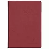 Clairefontaine 795432C Notizbuch, genäht, Rückseite aus Leinen, Rot, A5, 14,8 x 21 cm, 192 Seiten, DOT, helles Papier, Weiß, 90 g, glänzend, Ledermaserung – Kollektion Age Bag