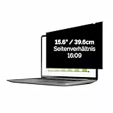 Fellowes PrivaScreen™ Black Out Sichtschutzfilter Blendschutz Blaulichtfilter für Laptops mit 15,6 Zoll (Seitenverhältnis 16:9, 345 x 194 mm) Einfaches Anbringen/Entfernen dank Quick-Reveal-Laschen