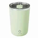 Qcwwy Kaffeetasse mit Rührfunktion, Automatisch Selbstrührende Kaffeetasse, Magnetisch Rührender Kaffeebecher, 350 Ml, für den Einsatz zu Hause, Grün