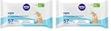 NIVEA Baby AQUA Feuchttücher - Sanfte Reinigung für empfindliche Babyhaut, hypoallergen und parfümfrei (1 x 57 Stück) (Packung mit 2)