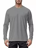 Tansozer Longsleeve Herren UV Schutzkleidung Schwimmen Langarm Angel Shirt Lässig Langarmshirt Dry Fit Sun Hoodie, Dunkelgrau, L