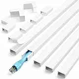 Einschnur Kabelkanal, 2M Selbstklebend Weiss Mini, Lackierbarer zum Verstecken eines Netzkabels, Lautsprecherkabels oder TV-Kabels zu Hause oder im Büro - 5X L400mm, B15mm, H10mm