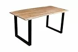 SAM Esszimmertisch 180x90 cm Quarto, echte Baumkante, eichefarben, massiver Esstisch aus Akazienholz, Metallbeine Schwarz, Baumkantentisch