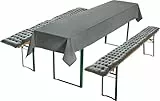 REDBEST Bierbank-Auflagen und Tischdecke 3-teilig grau Größe 110x260 cm - strapazierstark und langlebig, bequemer Sitzkomfort, mit elastischen Bändern