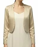 BlackButterfly formal Satin Langen Ärmel Bolero Jacke (Champagner, M)