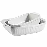 MÄSER 931982 Kitchen Time Auflaufformen rechteckig im 2er Set, eckige Ofenformen, ideal auch für Lasagne, kratz- und schnittfest, Keramik, 33x24x8 cm / 25,5x16x7 cm, Weiß