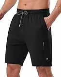Pioneer Camp Sporthose Kurz Herren Jogginghose Männer Baumwolle mit Reißverschlusstasche Stoffhose Herren Sommer Casual Sweatshorts Freizeit-Shorts 7' Inch Schwarz XXL