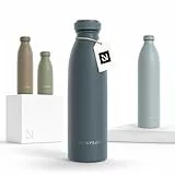 LARS NYSØM Edelstahl Trinkflasche 350ml, 500ml, 750ml, 1L, 1 5 liter | Thermosflasche Kohlensäure geeignet | Auslaufsichere Wasserflasche für Sport, Outdoor, Schule (Stone Blue, 500ml)