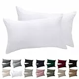 Soifox Kissenbezug 40 x 80 2er Set - Kopfkissenbezug 40x80 Weiß 100% Mikrofaser bügelfrei & knitterfrei mit Reißverschluss