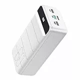 PDBEST Power Bank 60000mAh, 22,5W PD Schnellladefunktion Powerbank USB-C mit LED-Anzeige, Externe Handyakkus 4 Ausgänge und 3 Eingänge, kompatibel mit iPhon, Tablets, iPad usw Weiß