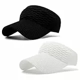 NHTJTHE 2pcs Visor Cap, Atmungsaktiv und Schweißabsorbierend Sommerkappe Kappe mit Sonnenvisier, Unisex Verstellbar, Mode Schirmmütze Herren und Damen（1 schwarz + 1 weiß）