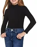 Arshiner Mädchen Langarmshirt Rollkragen Weiches Schule Unterziehshirt für Kinder Einfarbiges Dünnes Basic Oberteil für Herbst Winter Hautfreundlich Leicht Tops Schwarz T-Shirt 12-13 Jahre