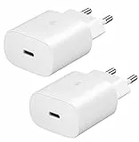 2 Stück 25W Schnellladegerät USB C，für Samsung Galaxy S20,S21 FE S21 Ultra,S22 5G,Note20,A52S,A53,A72,M53,Z Fold3,Fold4,Flip 3,Flip 4,Super Fast Charging Ladegerät Netzteil Type C (Weiß)