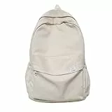 KTTGYRE Schulrucksack Wasserdichtes Nylon Frauen Rucksack Frauen Reisetasche Rucksäcke Schulbag Für Teenager Mädchen Solid Color Bookbag-Beige White