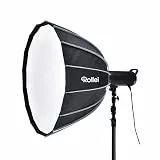 Rollei Profi klick Deep Softbox mit Grid 90 cm Soft-Box für die Studio- Protrait und Akt- Fotografie in Schwarz mit silbernen Inlay.