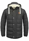 Blend BHFrederic Herren Winterjacke Steppjacke Jacke gefüttert mit abnehmbarer Kapuze Kordelzug Knöpfen Eingrifftaschen Regular fit, Größe:L, Farbe:Black (70155)