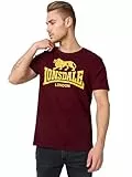 Lonsdale Herren T-Shirt Normale Passform Logo M, Vintage Oxblood