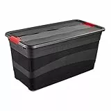 keeeper Transportbehälter mit Deckel und Schiebeverschluss, Extra Stabil, 79,5 x 39,5 x 40 cm, 83 l, Eckhart, Graphit-Grau, Graphite