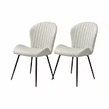 JoyyeSpace Esszimmerstühle 2er Set, Küchenstuhl, Stuhl Esszimmer Wohnzimmer, Ergonomischer Sessel, Armlehnstuhl, Polsterstuhl, Metallbeine, für Esszimmer, Wohnzimmer, Schlafzimmer, Beige