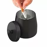 AwmnSrman Aschenbecher Mit Deckel für Draussen - Schwarz Edelstahl Windproof Abnehmbarer für Einfache Reinigung - Rutschfester Esstisch Φ9 x H9 cm