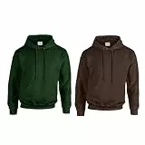 Gildan 2er Herren Kapuzenpullover Heavy Blend Set Hoodie Sweat M L XL 2XL 3XL 4XL 5XL in verschiedenen Farbsets & HLKauf-Block (1x ForestGreen, 1x Dark Choco & 1x HLKauf-Block, XL)