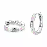 ZIPPICE Creolen Silber 925 Rosa Opal Ohrringe 925 Sterling Silber Kleine Ohrringe Creolen Opal Schmuck Geschenke Weihnachtsgeschenke für Damen Frauen Ehefrau Mädchen Mama