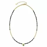 JEWELS BY LEONARDO Halskette Ciao Lola • Kette aus goldfarbenem Edelstahl • schwarze Glaskristalle mit funkelndem Facettenschliff • 40-45 cm Länge • besonderes Schmuck Geschenk für Frauen • 018781