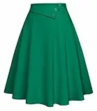 Belle Poque Damen Rock Vintage Midirock Hoher Taille und A-Linie Faltenrock