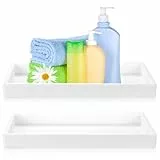 2 Stück Badezimmer Tablett Deko Tablett Dekotablett Weiß, Silikon Ablageschale, Kosmetiktabletts für Küchenspüle Schminktisch Badewanne Badezimmer Deko, Rechteck, 20 x 10 cm (Weiß)
