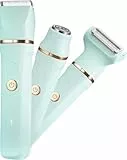 Rasierer Damen,3-In-1 Intimrasierer für Frauen,Gesichtshaarentferner für Frauen,Damenrasierer Elektrisch für Beine, Arme, Achseln und Bikinizone,Wiederaufladbarer Ipx7 Wasserdicht Trimmer Damen, Grün