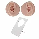 Sonew Silikon Ohr Modell, Hochsimulierendes 3D Piercing Modell mit Ständer, Weiches Flexibles Falsches Menschliches Ohr Modell für Akupunktur Piercing Praxis Schmuck Display (Mittlere Hautfarbe)