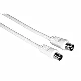 Hama Antennen-Kabel, Koax-Stecker - Koax-Kupplung, 5 m, 75 dB, Weiß