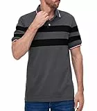 Zetieny Poloshirt Herren Kurzarm Freizeit Polohemd Gestreiftes Patchwork Polo Tops Basic Golf Sports T-Shirts