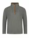 Atforna Herren Fleece Pullover Half Zip Fleecejacke mit Taschen Herbst Winter Übergangsjacke Microfleece Outdoor Sweatshirt, Grau, XXL