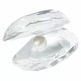 Fenical Kristallmuschelfigur Realistische Muschel aus Weißem Kristall mit Perle Sammelfigur und Geschenk zur Perlenhochzeit für Schreibtisch