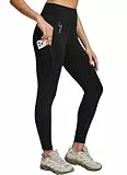 baleaf Damen Wanderleggings mit 3 Taschen Wanderhose Trekkinghose Sport Leggings High Waist Schnelltrocknend UPF 50+ Schwarz S
